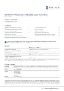 Bentham Wholesale Syndicated Loan Fund NZD ARSNAdditional information Dated 8 October 2013