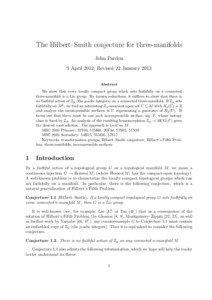 The Hilbert–Smith conjecture for three-manifolds John Pardon 9 April 2012; Revised 22 January 2013