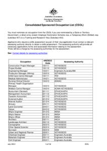 Consolidated Skilled Occupation List (CSOL)