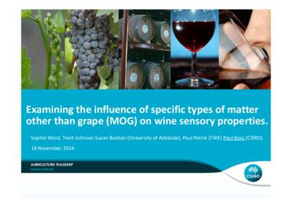 Examining the influence of specific types of matter  other than grape (MOG) on wine sensory properties. Sophie Ward, Trent Johnson Susan Bastian (University of Adelaide), Paul Petrie (TWE) Paul