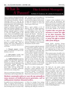 feature story  48 | The ROCHESTER ENGINEER | DECEMBER 2005 What Is A Patent?