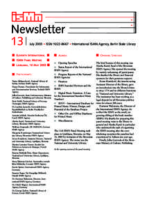 Newsletter 13 July 2003 ISSN[removed]
