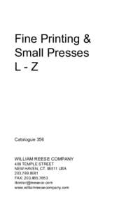 Fine Printing & Small Presses L-Z Catalogue 356