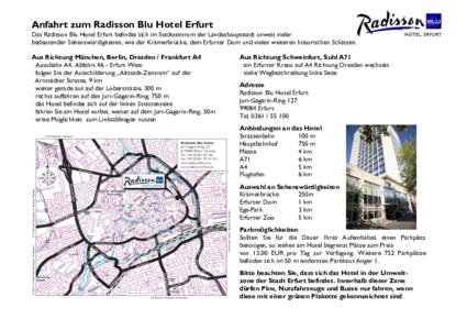 Anfahrt zum Radisson Blu Hotel Erfurt