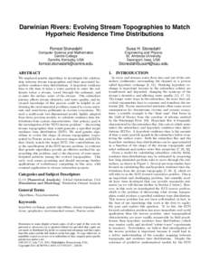 Darwinian Rivers: Evolving Stream Topographies to Match Hyporheic Residence Time Distributions Forrest Stonedahl Susa H. Stonedahl