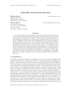 Journal of Artificial Intelligence Research[removed]151  Submitted 8/05; published 6/06 Admissible and Restrained Revision Richard Booth