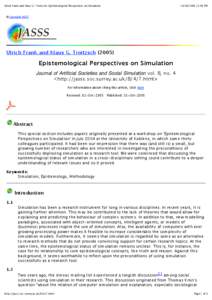 Ulrich Frank and Klaus G. Troitzsch: Epistemological Perspectives on Simulation[removed]:09 PM