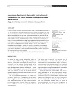 Q IWA Publishing 2006 Journal of Water and Health | 04.3 | Abundance of pathogenic Escherichia coli, Salmonella typhimurium and Vibrio cholerae in Nkonkobe drinking