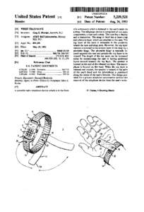 IIIHIIIHIIII United States Patent (19) Blonder 54) WRIST TELEPHONE 75) Inventor: Greg E. Blonder, Summit, N.J. 73 Assignee: AT&T Bell Laboratories, Murray
