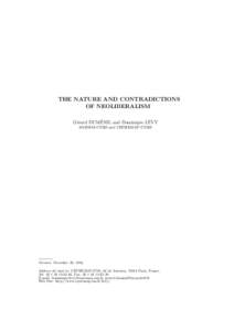 THE NATURE AND CONTRADICTIONS OF NEOLIBERALISM ´ ´ G´erard DUMENIL and Dominique LEVY