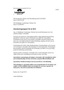 Revberättelse Samordnförb 2012 sidTill årsstämman i Kalmar Läns Beställningscentral AB (KLB)
