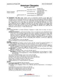 equineline.com Product 40P:02:45 EDT American Cleopatra Bay Filly; Jan 27, 2014