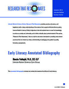 RESEARCH THAT RES  NATES Autumn 2014 Literate Nation
