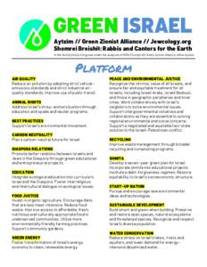 GREEN ISRAEL Aytzim // Green Zionist Alliance // Jewcology.org Shomrei Breishit: Rabbis and Cantors for the Earth In the World Zionist Congress under the auspices of 501(c)3 nonprofit Green Zionist Alliance, d/b/a Aytzim