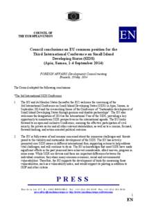 EN  COU CIL OF THE EUROPEA U IO  Council conclusions on EU common position for the