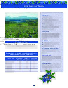 Wild Blueberry Poetry  objectives: The students will: 1. write a poem about wild blueberries using one or more