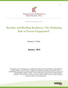 1  R2Ed Working PaperRurality and Reading Readiness: The Mediating Role of Parent Engagement1