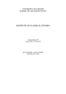 INSTITUTE OF CLASSICAL STUDIES LIBRARY