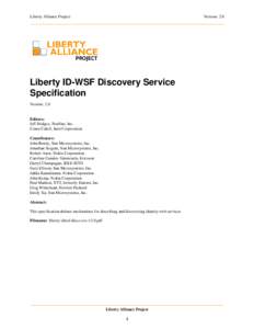 Liberty Alliance Project:  Version: 2.0 Liberty ID-WSF Discovery Service Specification