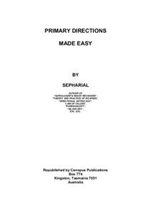 PRIMARY DIRECTIONS MADE EASY BY SEPHARIAL AUTHOR OF