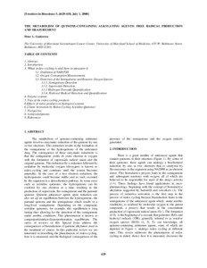 [Frontiers in Bioscience 5, d629-638, July 1, [removed]THE METABOLISM OF QUINONE-CONTAINING ALKYLATING AGENTS: FREE RADICAL PRODUCTION