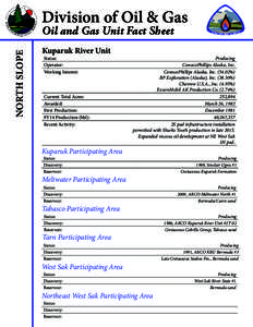 Division of Oil & Gas NORTH SLOPE Oil and Gas Unit Fact Sheet Kuparuk River Unit Status: