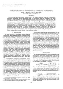 THE ASTROPHYSICAL JOURNAL, 472 : 660È664, 1996 December[removed]The American Astronomical Society. All rights reserved. Printed in U.S.A. DETECTING EARTH-MASS PLANETS WITH GRAVITATIONAL MICROLENSING DAVID P. BENNETT1,