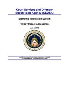 Biometric Verification System - Privacy Impact Assessment - July 5, 2012