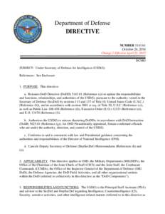 DoD Directive, October 24, 2014; Incorporating Change 1, Effective April 22, 2015