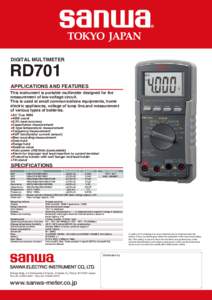 DIGITAL MULTIMETER  RD701 APPLICATIONS AND FEATURES