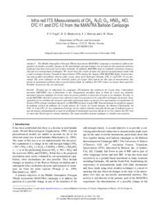 Infra-red FTS Measurements of CH4, N2O, O3, HNO3, HCl, CFC-11 and CFC-12 from the MANTRA Balloon Campaign P. F. Fogal*, R. D. Blatherwick, F. J. Murcray and J. R. Olson Department of Physics and Astronomy University of D