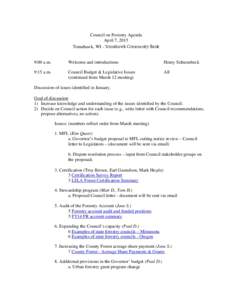 Wisconsin Council on Forestry Meeting Agenda (April 7, 2015)