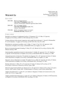 WILMOT LI  Adobe Systems, Inc. 601 Townsend St. San Francisco, CA[removed]USA [removed]