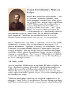 William Henry Rinehart: American Sculptor William Henry Rinehart was born September 13, 1825