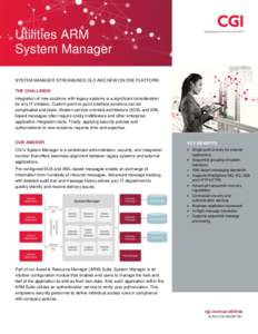 Utilities ARM System Manager SYSTEM MANAGER STREAMLINES OLD AND NEW ON ONE PLATFORM. THE CHALLENGE Integration of new solutions with legacy systems is a significant consideration for any IT initiative. Custom point-to-po