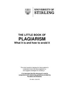 THE LITTLE BOOK OF PLAGIARISM: