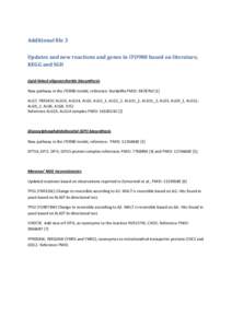 Additional file 3 Updates and new reactions and genes in iTO980 based on literature, KEGG and SGD Lipid-linked oligosaccharide biosynthesis New pathway in the iTO980 model, reference: Burda99a PMID: [removed]ALG7, YBR