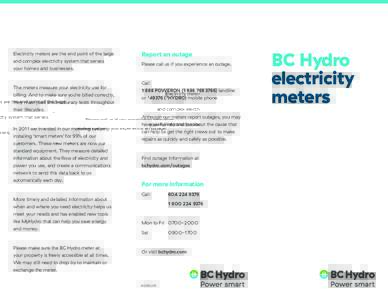 Electricity meters are the end point of the large and complex electricity system that serves your homes and businesses. The meters measure your electricity use for billing. And to make sure you’re billed correctly,