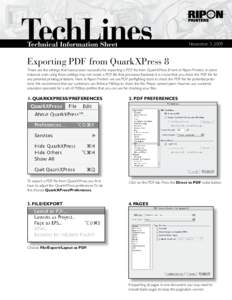 TechLines Technical Information Sheet November 3 ,2009  Exporting PDF from QuarkXPress 8