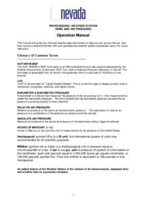 PROFESSIONAL WEATHER STATION (WIND AND AIR PRESSURE) Operation Manual This manual will guide you through step-by-step instructions to help you set up your device. Use this manual to become familiar with your professional