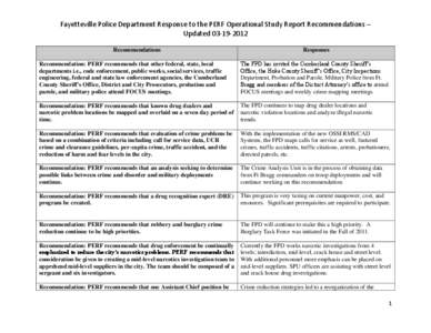 Fayetteville Police Department Response to the PERF Operational Study Report Recommendations – Updated[removed]Recommendations