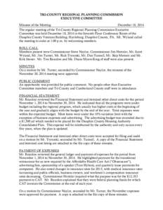 TRI-COUNTY REGIONAL PLANNING COMMISSION EXECUTIVE COMMITTEE Minutes of the Meeting December 18, 2014