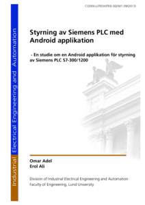 Industrial Electrical Engineering and Automation  CODEN:LUTEDX/(TEIE) Styrning av Siemens PLC med Android applikation