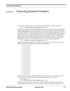 Generating Random Numbers  CHAPTER 5 Generating Random Numbers
