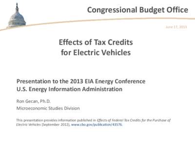 Effects of Tax Credits for Electric Vehicles