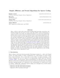Simple, Efficient, and Neural Algorithms for Sparse Coding Sanjeev Arora∗   Princeton University, Computer Science Department