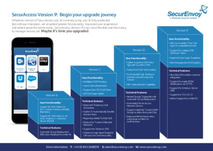 SecurAccess Version 9: Begin your upgrade journey Whatever version of SecurAccess you’re currently using, you’re fully protected. But with each iteration, we’ve added greater functionality, improved user experience