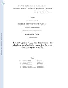 ´ PARIS 13 - Institut Galil´ UNIVERSITE ee Laboratoire Analyse, G´ eom´ etrie et Applications, UMR 7539