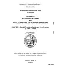 Business and Professions Code Division 5 Extracts from the BUSINESS AND PROFESSIONS CODE of California PERTAINING TO