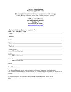 Microsoft Word - Great Lakes Naval Museum Volunteer Application.docx